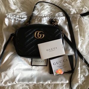 Black Gucci GG Marmont Matelasse Mini Bag